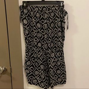 Black and White Strapless Romper